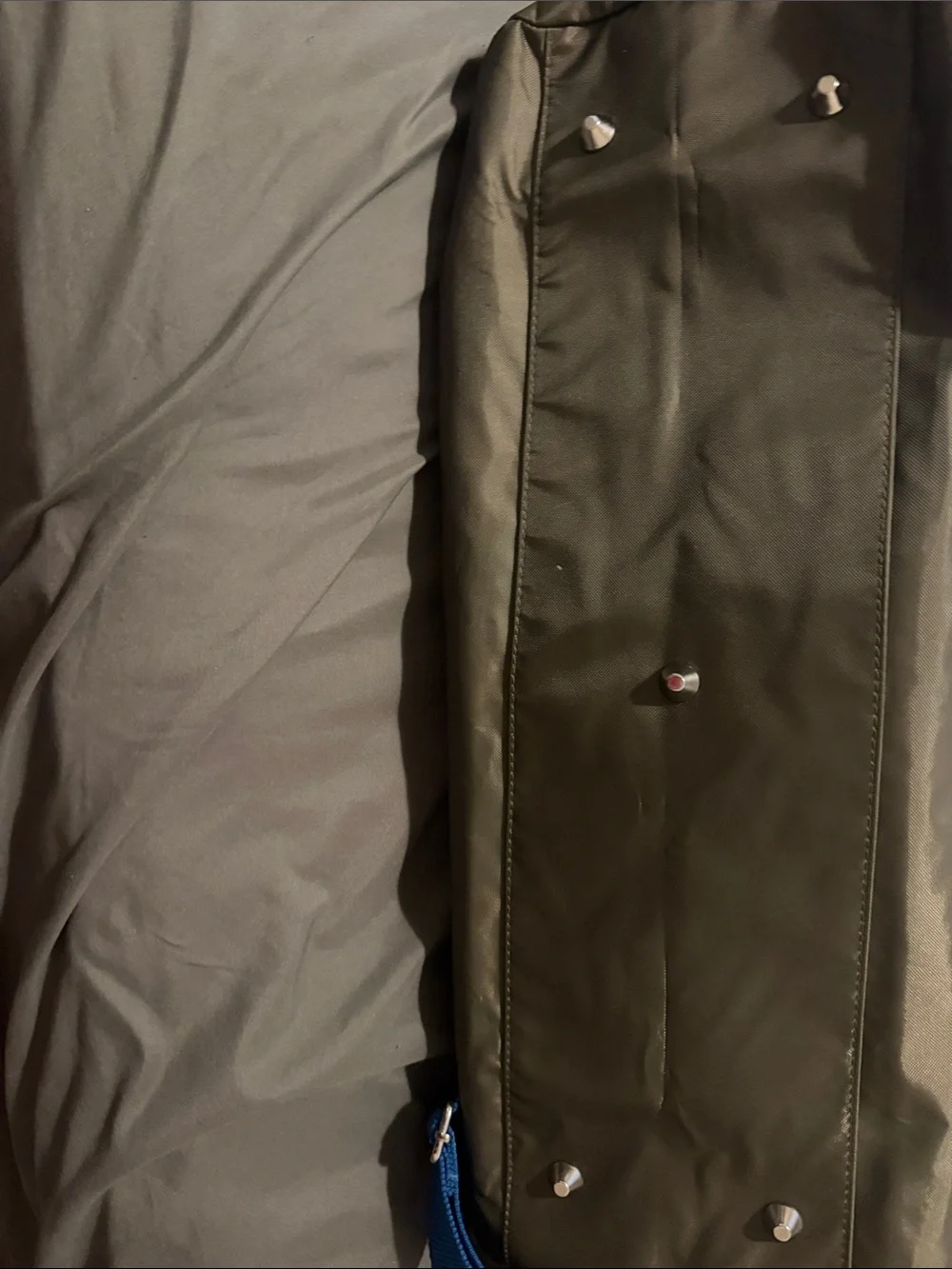 Moschino Two-Tone Blue and Olive Duffel Bag